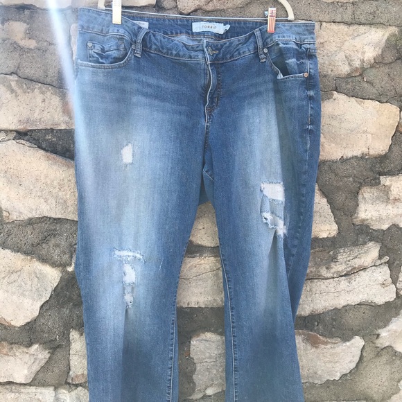 Torrid 20 Distressed Relaxed Boot Cut Jeans